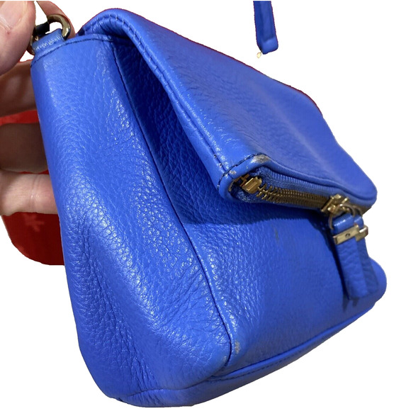 Talbots Blue Leather Crossbody Shoulder Bag Small Casual Purse Zip Flap Preppy - Picture 9 of 13